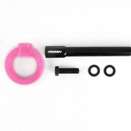 PERRIN 08-14 Subaru WRX & STI / 08-11 Impreza / 05-09 Legacy Tow Hook Kit (Front) - Hyper Pink - Image 4