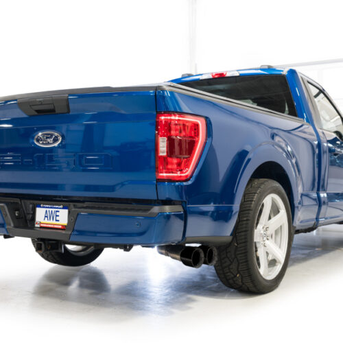AWE Tuning Cat-Back Exhaust - 4.5in Dual Side Exit Diamond Black Tips for AWE 21-25 Ford F150 (14th Gen Reg Cab) - Image 4