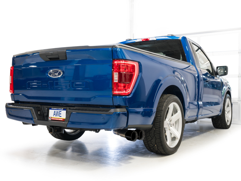 AWE Tuning Cat-Back Exhaust - 4.5in Dual Side Exit Diamond Black Tips for AWE 21-25 Ford F150 (14th Gen Reg Cab) - Image 4