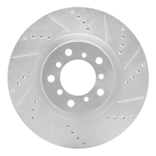 R1 Concepts for 01-06 BMW M3 Left Front Drilled & Slotted Silver Brake Rotor