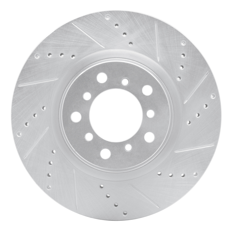 R1 Concepts for 01-06 BMW M3 Left Front Drilled & Slotted Silver Brake Rotor