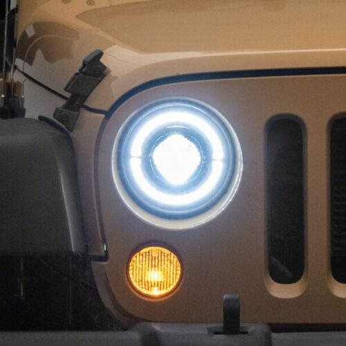 Raxiom for 2007-2008 Jeep Wrangler JK Hi Output LED Headlights/Angel Eye DRL- Black Housing- Clear Lens - Image 8