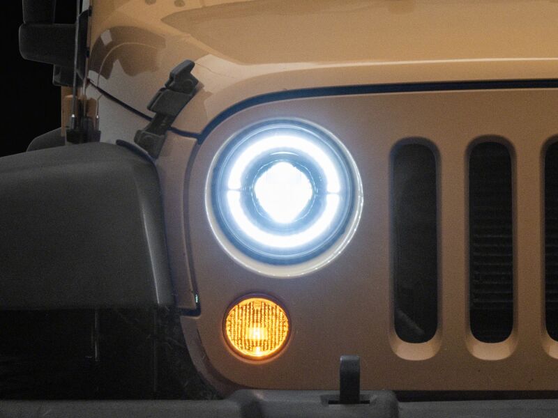 Raxiom for 2007-2008 Jeep Wrangler JK Hi Output LED Headlights/Angel Eye DRL- Black Housing- Clear Lens - Image 8