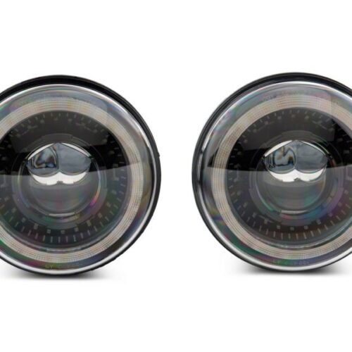 Raxiom for 2007-2018 Jeep Wrangler JK Axial Series 7-In Dragon Eye LED Headlights- Blk Housing (Clear Lens) - Image 10