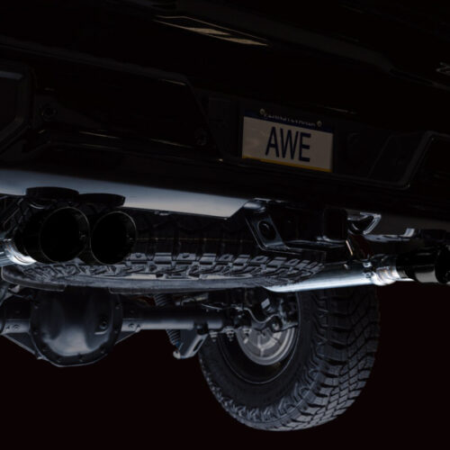 Alternative view of AWE Tuning Tips for 22-23 GMC Sierra 1500 AT4X 6.2L 0FG Catback Split Dual (Flat Bumper) - Diamond Black