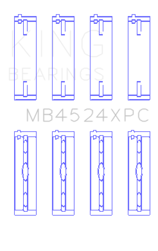 King Engine Bearings Nissan VR38DETT (Size 0.25) pMaxKote Performance Main Bearings - Set of 8 - Image 2