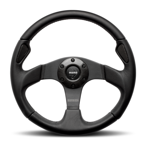 Alternative view of Momo MCL32BK3B Montecarlo Steering Wheel 320 mm - Black Leather/Red Stitch/Black Spokes