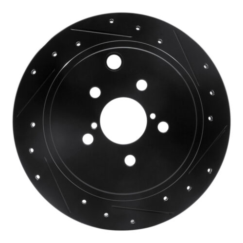 R1 Concepts for 10-25 Scion FR-S Rear Right Drilled & Slotted Black Brake Rotor