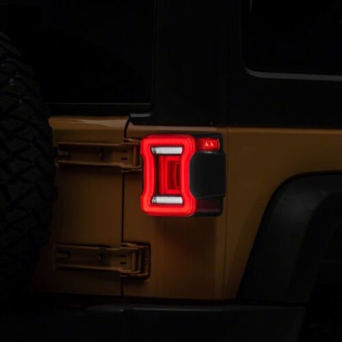 Raxiom for 2007-2018 Jeep Wrangler JK Axial Series JL Style LED Tail Lights- Black Housing- Red Lens - Image 6