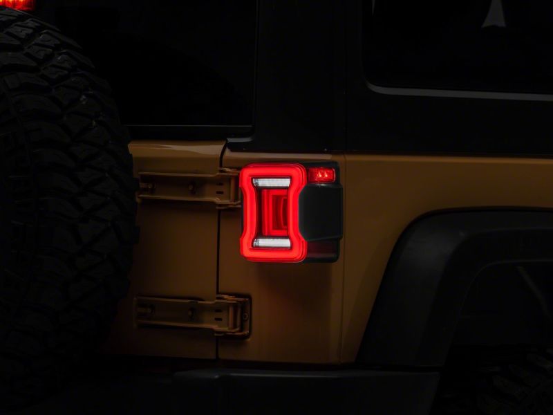 Raxiom for 2007-2018 Jeep Wrangler JK Axial Series JL Style LED Tail Lights- Black Housing- Red Lens - Image 6