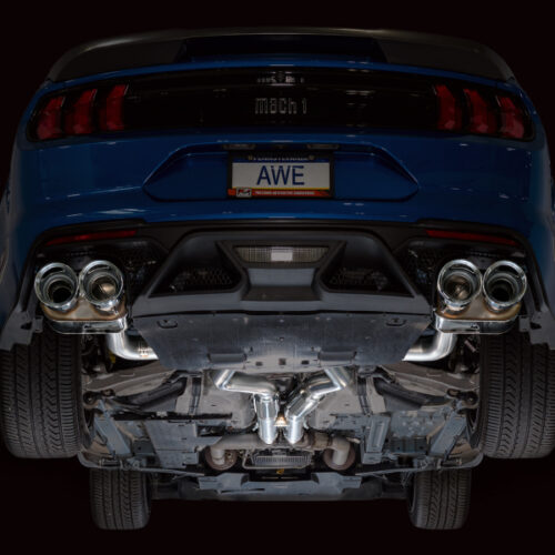 AWE Tuning SwitchPath Cat-Back Exhaust w/ Quad Chrome Silver Tips for 21-23 Ford Mustang Mach 1 - Image 6