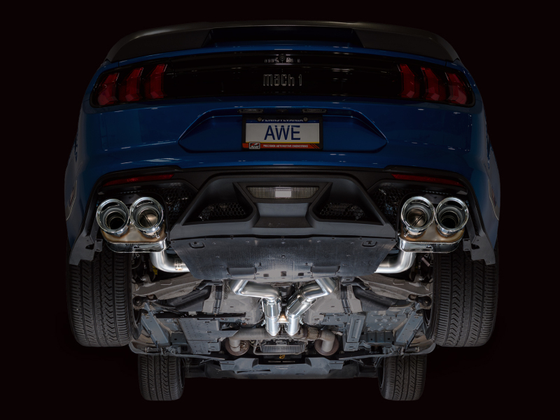 AWE Tuning SwitchPath Cat-Back Exhaust w/ Quad Chrome Silver Tips for 21-23 Ford Mustang Mach 1 - Image 6