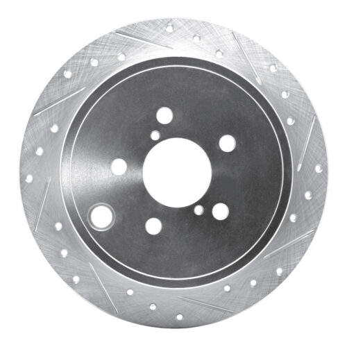 R1 Concepts for 08-15 Subaru WRX Rear Right Drilled & Slotted Silver Brake Rotor