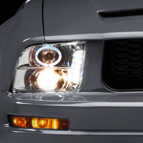 Raxiom for 2005-2009 Ford Mustang Excluding GT500 LED Halo Projector Headlights- Chrome Housing (Clear Lens) - Image 9