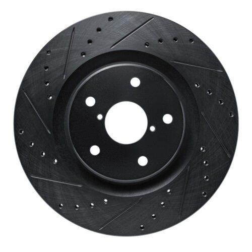 R1 Concepts for 20-25 Subaru WRX Front Left Drilled & Slotted Black Brake Rotor