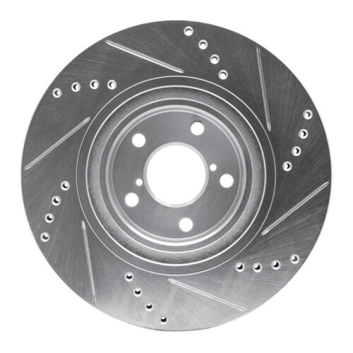 R1 Concepts for 04-25 Scion FR-S Front Left Drilled & Slotted Silver Brake Rotor - Image 5