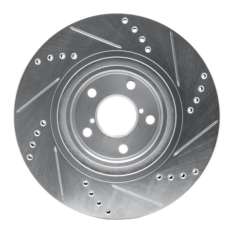 R1 Concepts for 04-25 Scion FR-S Front Left Drilled & Slotted Silver Brake Rotor - Image 5