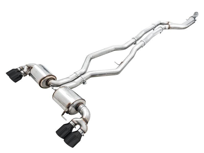 AWE Tuning Touring Edition Exhaust - Quad Diamond Black Tips for 2019+ BMW M340i (G20) Non-Resonated