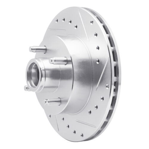 Alternative view of R1 Concepts for 78-93 Ford Granada Front Right Drilled & Slotted Silver Brake Rotor