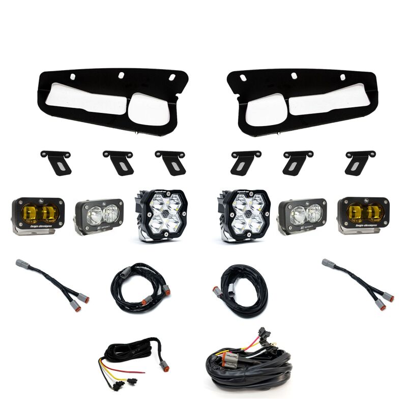 Baja Designs for 21-25 Ford Bronco Squadron 2.0 Sport (Spot) & S2 Sprt D/C Clr /S2 SAE Ambr ST Bmpr w/UP