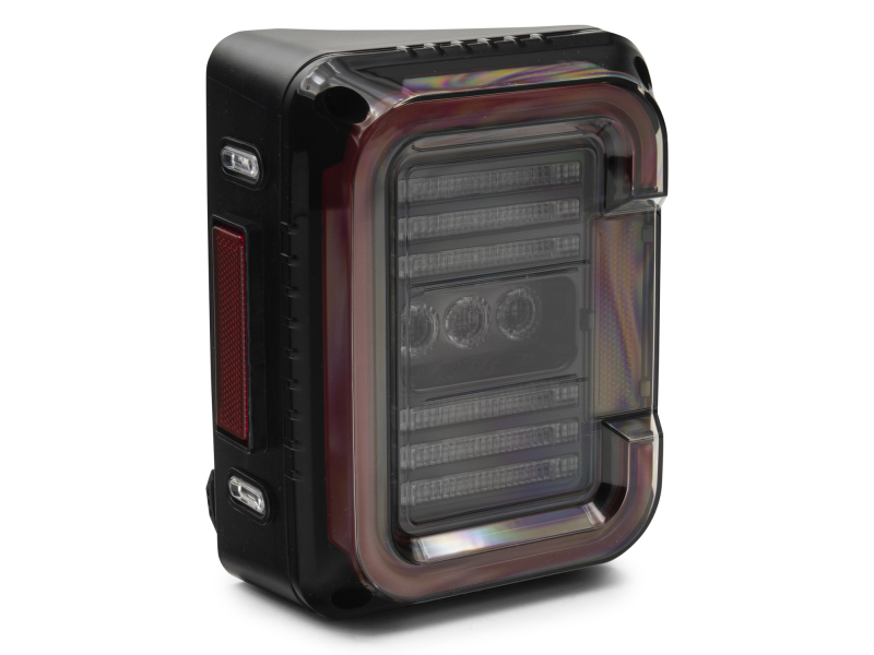 Raxiom for 2007-2018 Jeep Wrangler JK Axial Series LED Halo Tail Lights- Black Housing (Dark Smoked Lens) - Image 5
