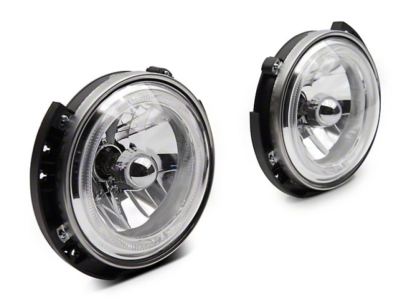 Raxiom for 2007-2018 Jeep Wrangler JK LED Halo Headlights- Chrome Housing (Clear Lens) - Image 2