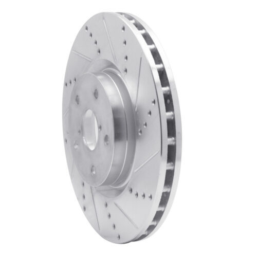 Alternative view of R1 Concepts for 05-20 Subaru WRX Front Right Drilled & Slotted Silver Brake Rotor