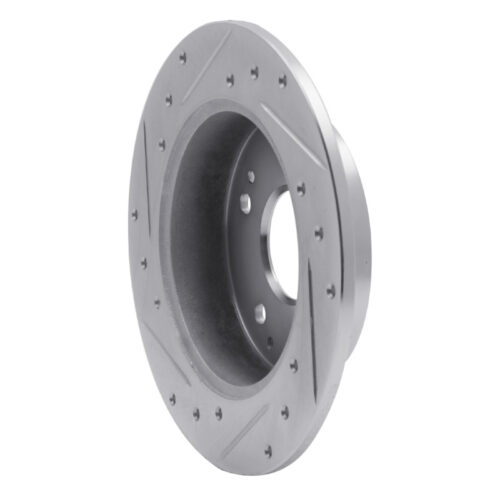 R1 Concepts for 97-01 Acura Integra Rear Right Drilled & Slotted Silver Brake Rotor - Image 4