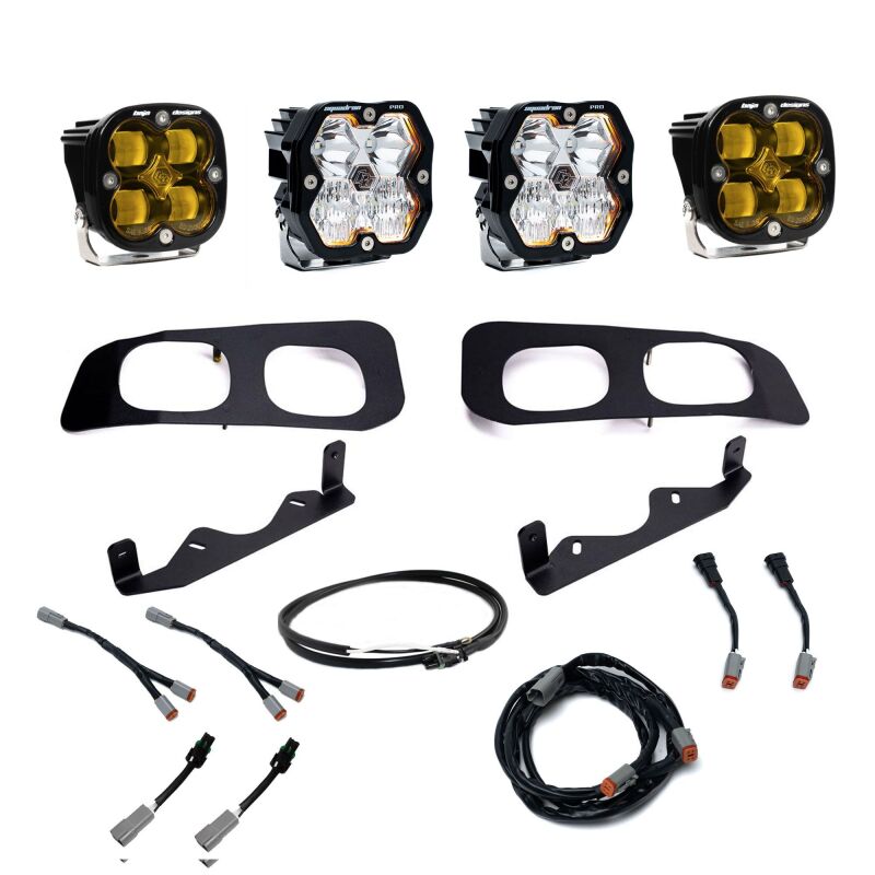 Baja Designs for 2023+ Ford SD Squardon Pro/SAE 2.0 Dual Fog Pocket Kit Upfitter (SAE Fog) - Baja Amber