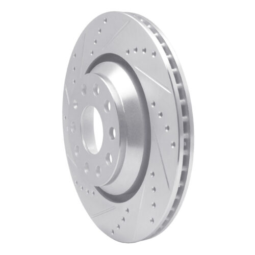 Alternative view of R1 Concepts for 06-25 Audi A3 Quattro Rear Left Drilled & Slotted Silver Brake Rotor