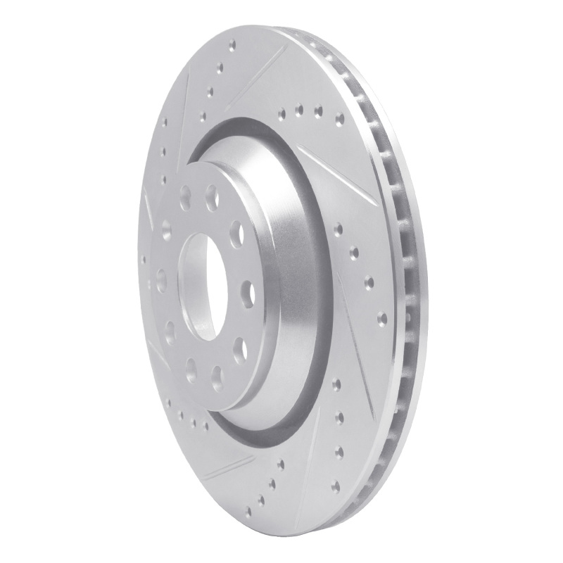 R1 Concepts for 06-25 Audi A3 Quattro Rear Left Drilled & Slotted Silver Brake Rotor - Image 2