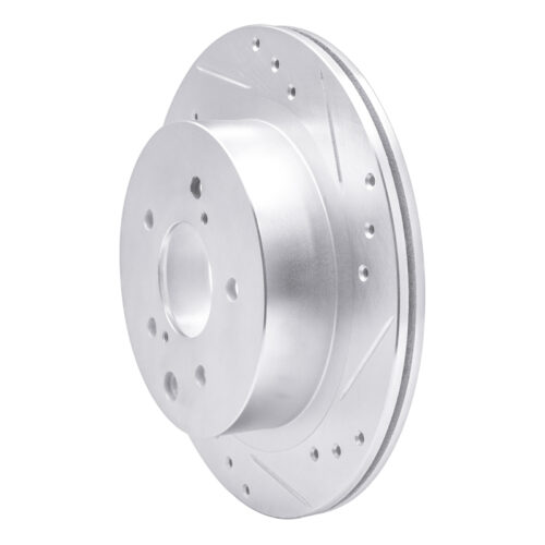 R1 Concepts for 89-96 Nissan 300ZX Turbo Rear Right Drilled & Slotted Silver Brake Rotor - Image 2