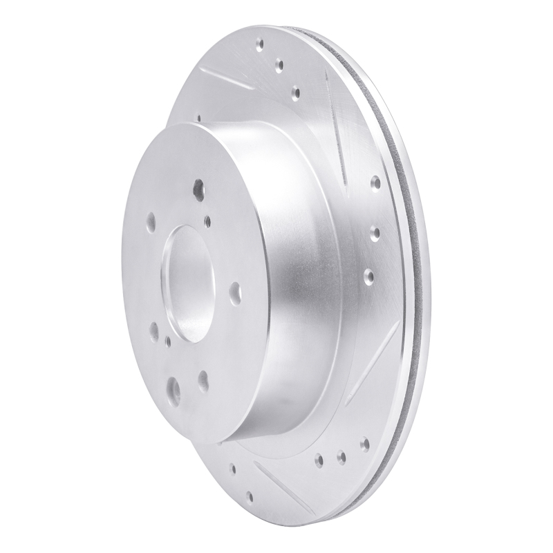 R1 Concepts for 89-96 Nissan 300ZX Turbo Rear Right Drilled & Slotted Silver Brake Rotor - Image 2
