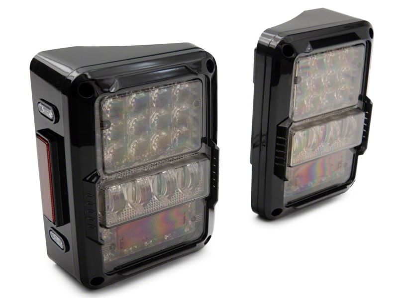 Raxiom for 2007-2018 Jeep Wrangler JK Axial Series Lux LED Tail Lights- Black Housing (Clear Lens) - Image 2