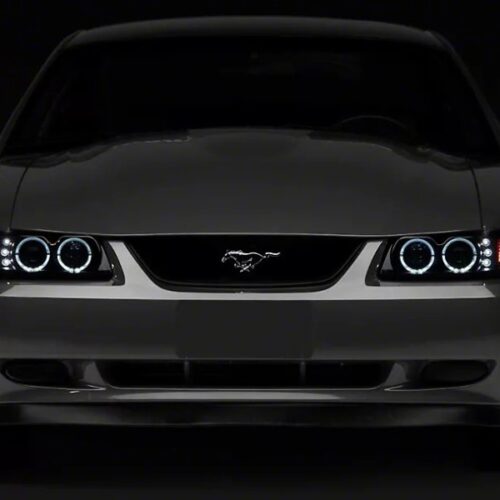 Raxiom for 1999-2004 Ford Mustang Dual LED Halo Projector Headlights- Black Housing (Smoked Lens)