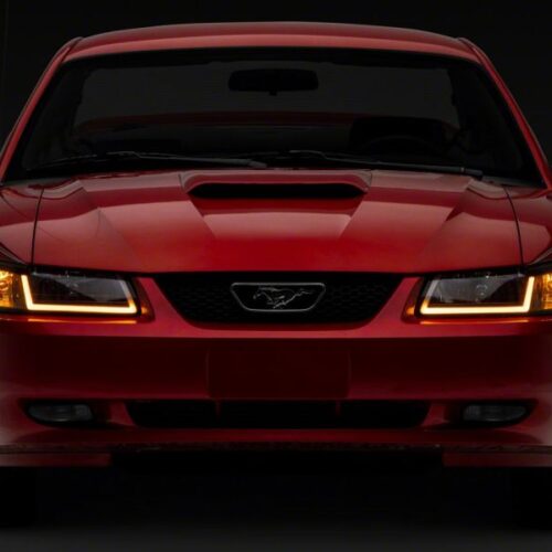 Raxiom for 1999-2004 Ford Mustang Axial Series Headlights w/ Sequential LED Bar- Black Housing (Clear Lens) - Image 9