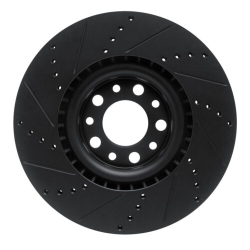 R1 2017-2025 Alfa Romeo Stelvio Front Right Drilled & Slotted Black Brake Rotor - Image 5