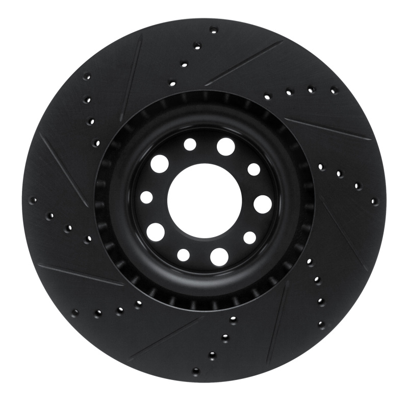 R1 2017-2025 Alfa Romeo Stelvio Front Right Drilled & Slotted Black Brake Rotor - Image 5
