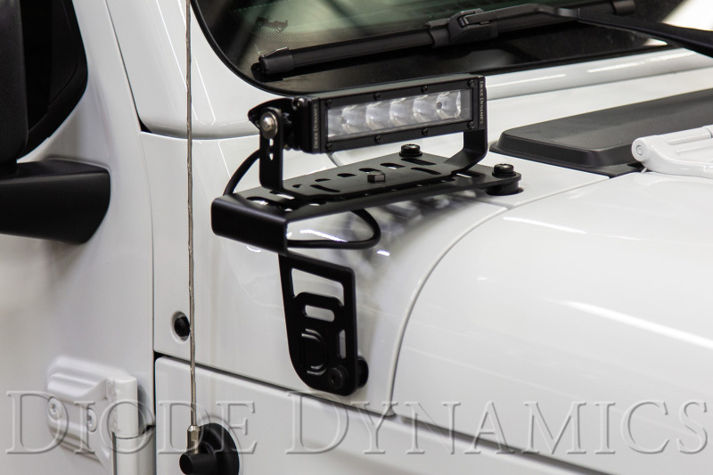 Diode Dynamics 18-21 Jeep JL Wrangler/Gladiator SS6 Cowl LED Bracket Kit - White Driving - Image 9