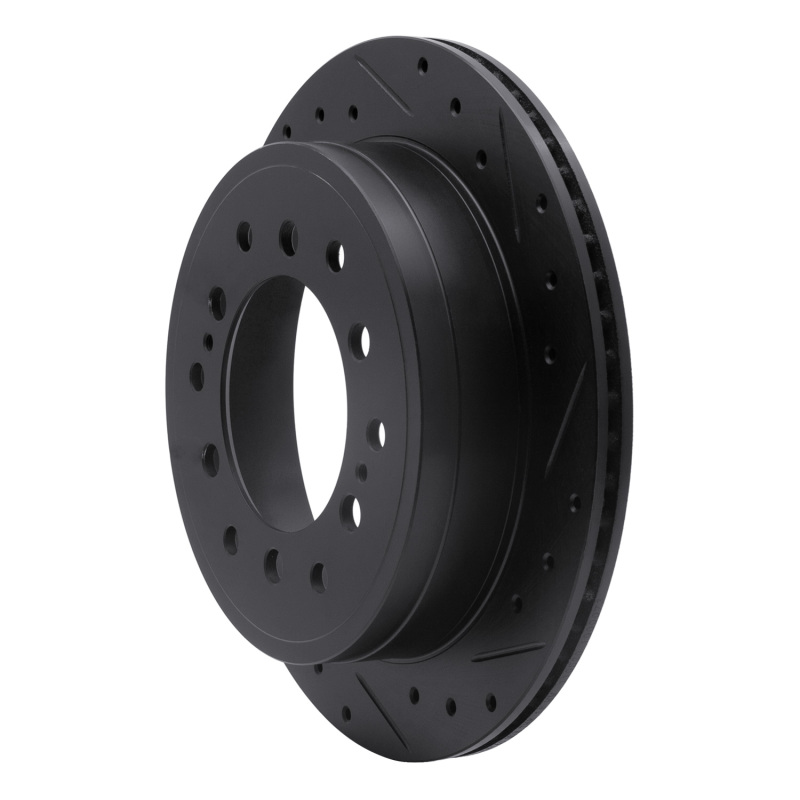R1 Concepts for 10-24 Lexus GX460 Rear Right Drilled & Slotted Black Brake Rotor - Image 2