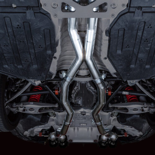 Alternative view of AWE Tuning Track Edition Cat-Back Exhaust for BMW G8X M3/M4 - Diamond Black Tips