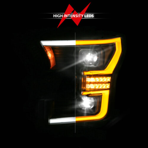 ANZO 15-17 Ford F-150 (Factory Halogen Model ONLY) Full LED Proj Headlights Init/SeqSig Black- Pair - Image 5
