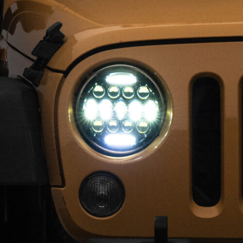 Raxiom for 1997-2018 Jeep Wrangler TJ/JK Axial Series 13-LED Headlights- Black Housing (Clear Lens)