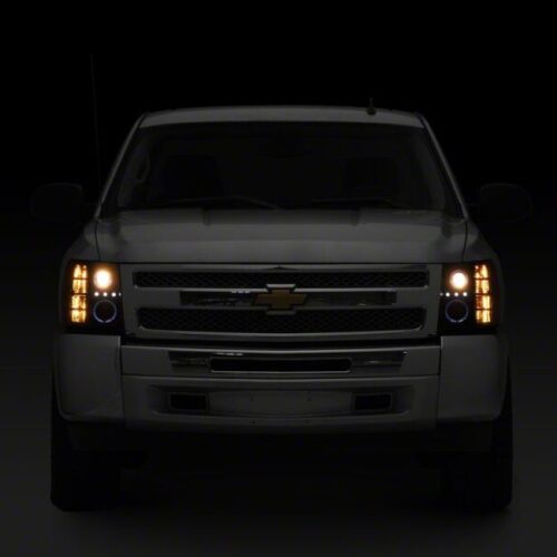 Raxiom for 2007-2013 Chevrolet Silverado 1500 LED Halo Projector Headlights- Black Housing- Clear Lens - Image 8