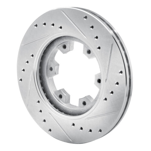 R1 Concepts for 85-02 Nissan Pickup Hardbody Front Left Drilled & Slotted Silver Brake Rotor - Image 4