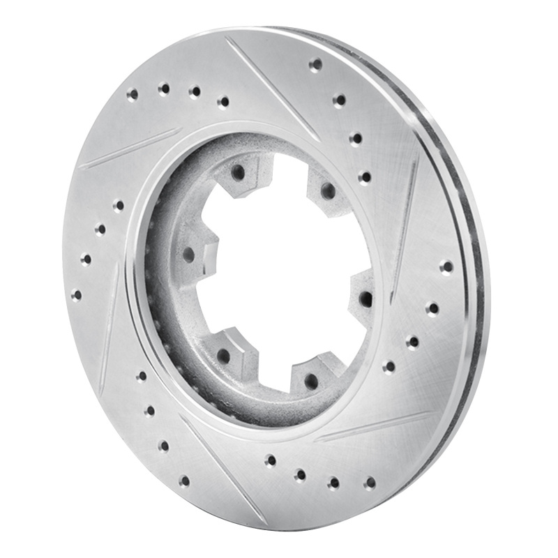 R1 Concepts for 85-02 Nissan Pickup Hardbody Front Left Drilled & Slotted Silver Brake Rotor - Image 4
