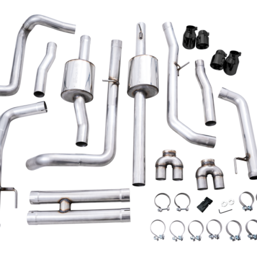 AWE Tuning 4th Gen GM 1500 6.2L 0FG Cat-Back Split Rear Exit (w/ Bumper Cutouts) - Quad Diamond Tips - Image 8