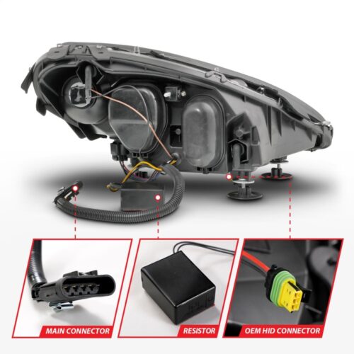 ANZO 05-13 Chevrolet Corvette Projector Headlights w/switchback & Sequential LED - Black Amber - Image 5