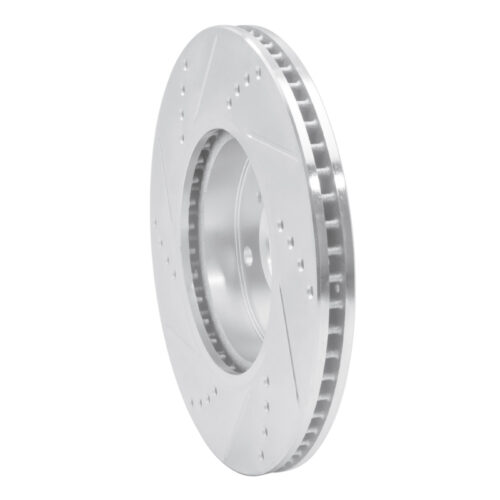 R1 Concepts for 16-25 Honda Civic Hatchback Front Right Drilled & Slotted Silver Brake Rotor - Image 4