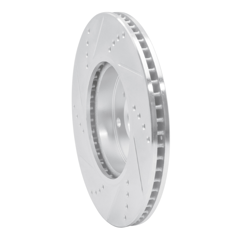 R1 Concepts for 16-25 Honda Civic Hatchback Front Right Drilled & Slotted Silver Brake Rotor - Image 4